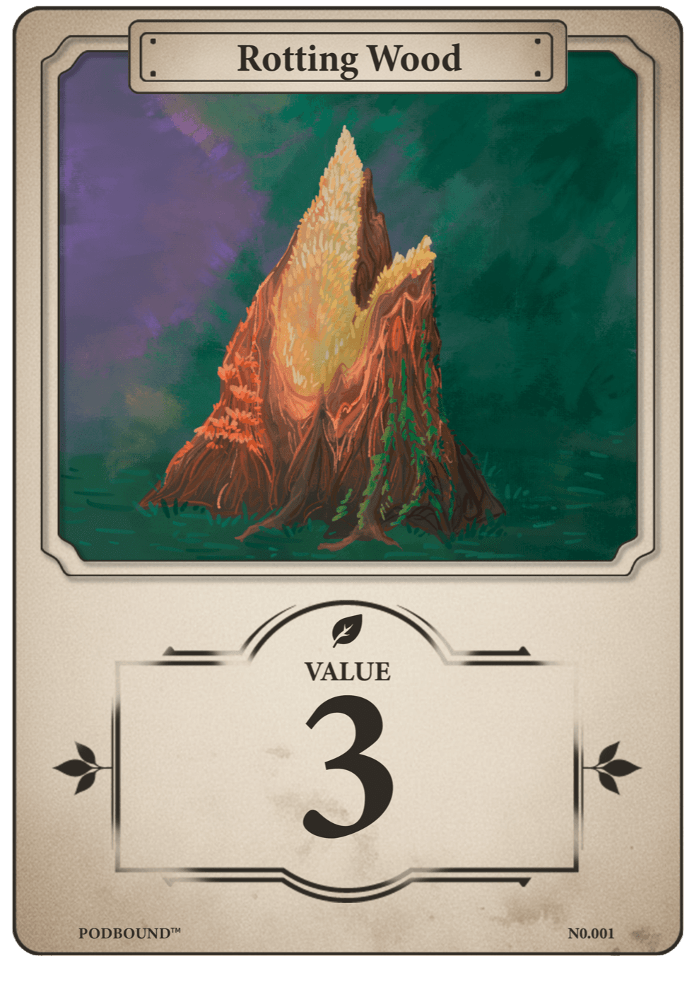 PodBound Rotting Wood card, value three